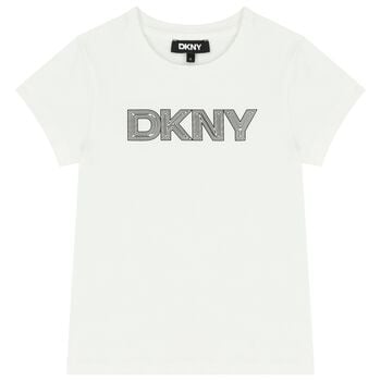 تي شيرت أبيض بشعار للبنات