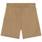 Younger Boys Beige Logo Shorts, 1, hi-res