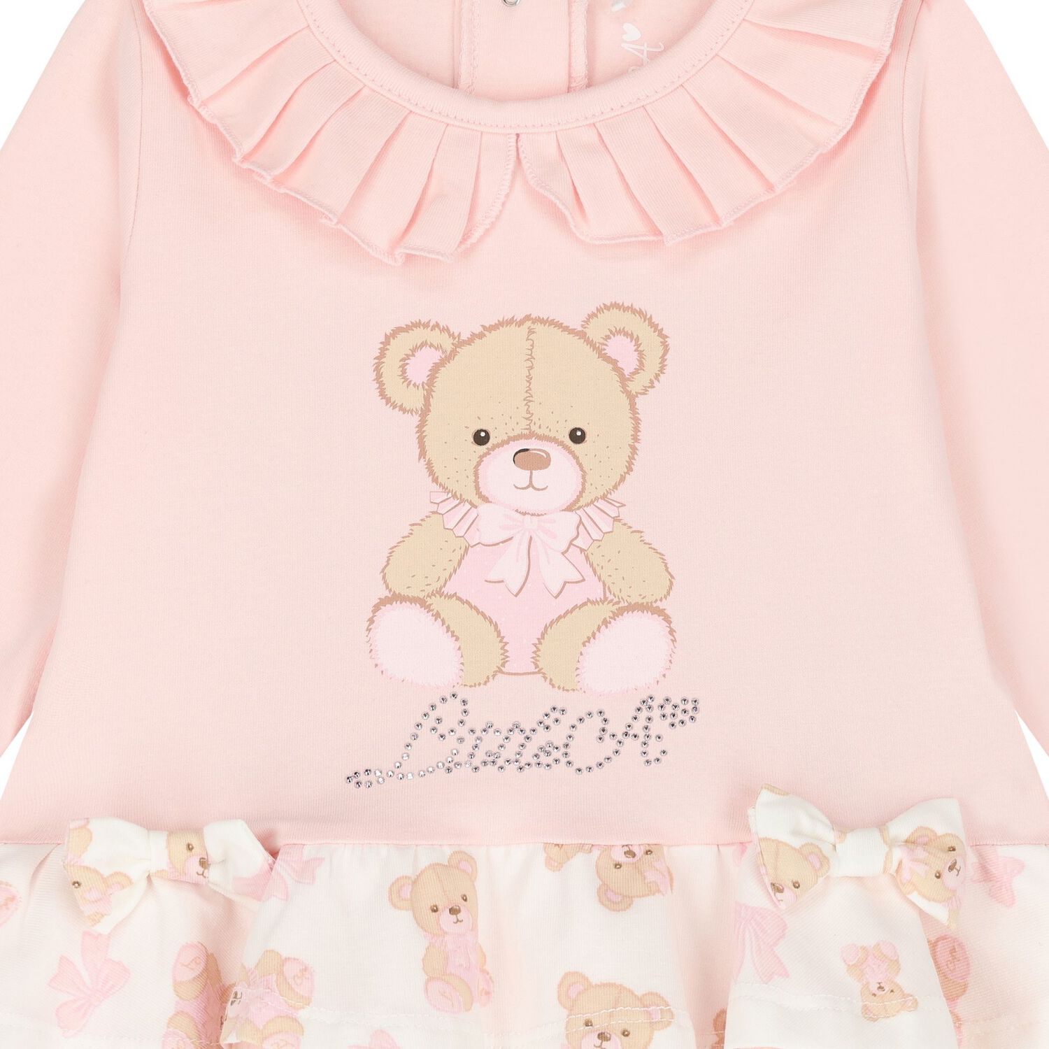 Baby Girls Pink & White Teddy Bear Leggings Set, 1, hi-res image number null
