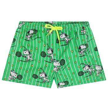 Boys Green Snoopy Swim Shorts