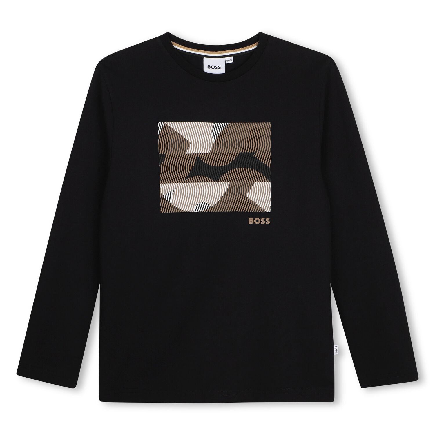 Boys Black Logo Long Sleeve Top, 1, hi-res
