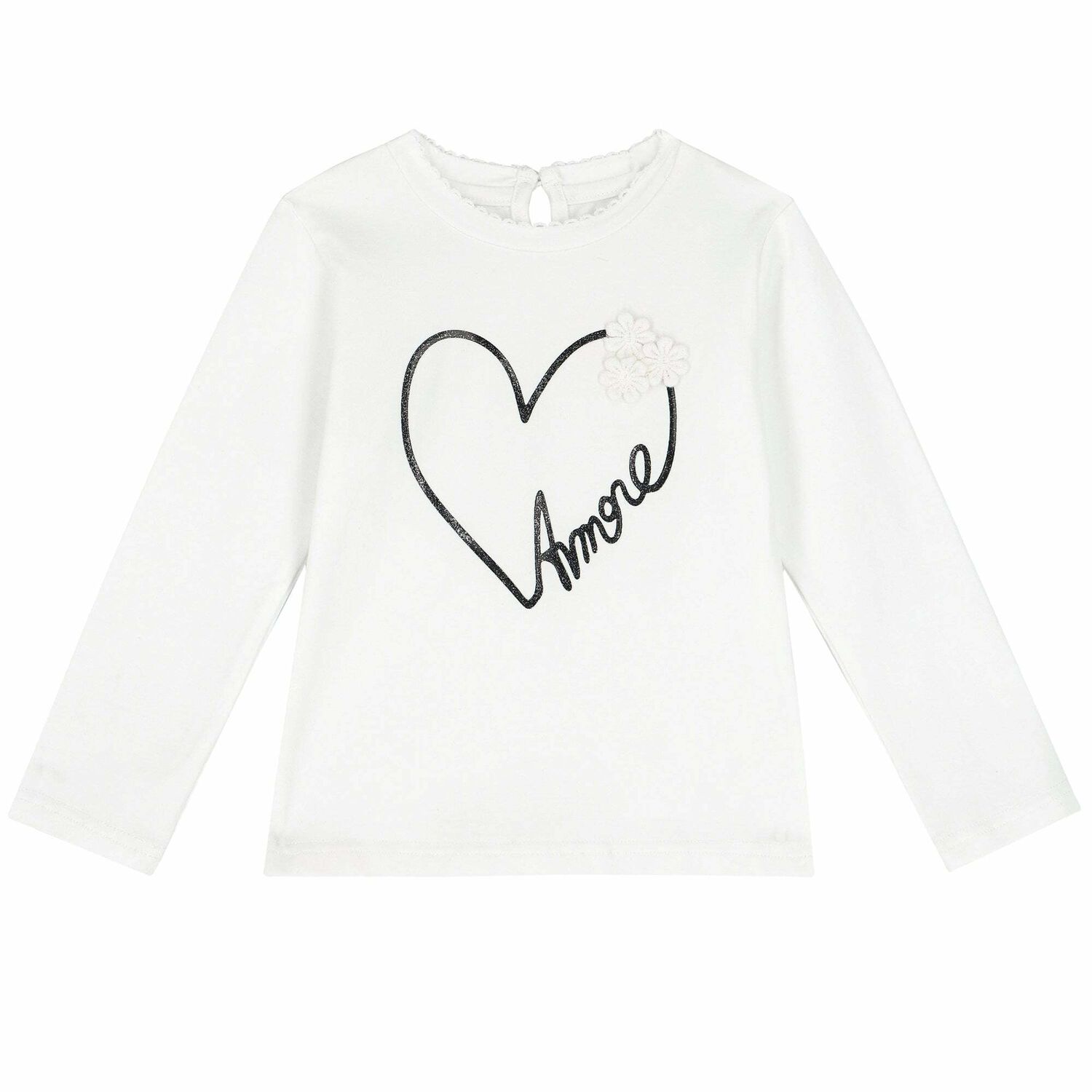 بلوزة قطنية بلون أبيض, 1, hi-res