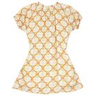 Girls Beige & White Logo Dress, 1, hi-res