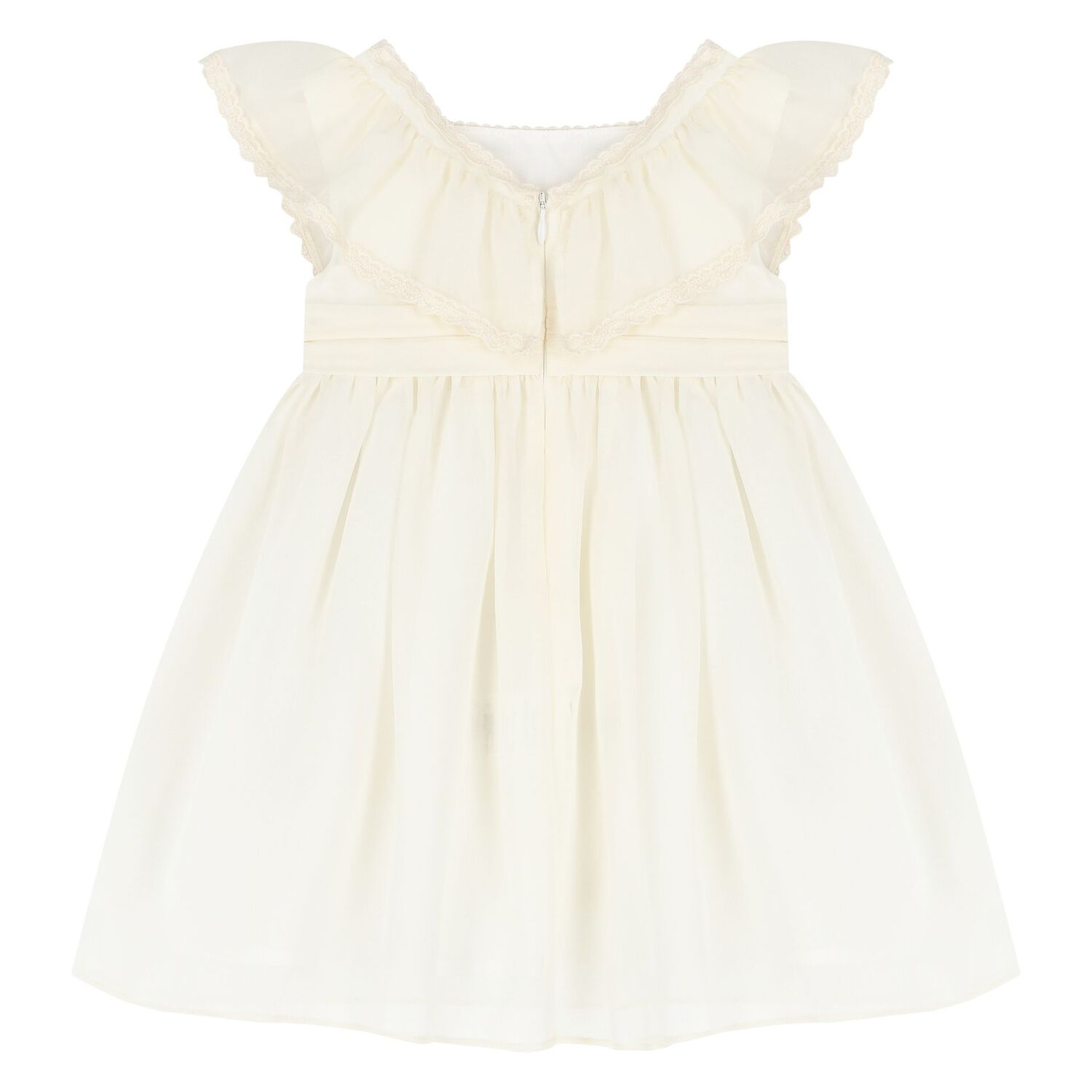 Younger Girls Ivory Chiffon Dress, 1, hi-res