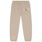 Boys Beige Horse Logo Joggers, 1, hi-res