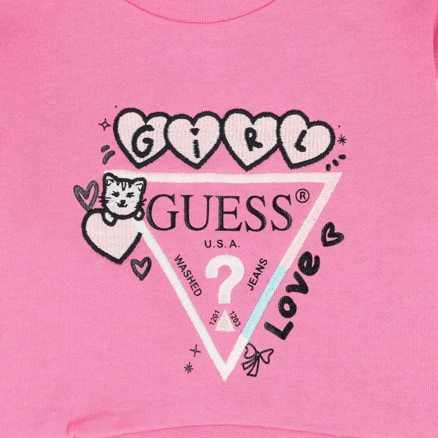 بدلة رياضية بشعار وردي للبنات الصغار, 1, hi-res