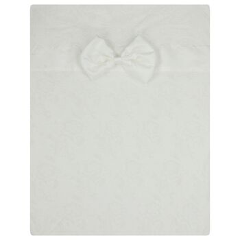 Baby Girls White Satin Bow Blanket