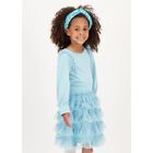Girls Blue Ruffled Tulle Long Sleeve Top, 1, hi-res