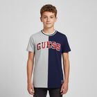 Boys Grey & Navy Logo T-Shirt, 1, hi-res
