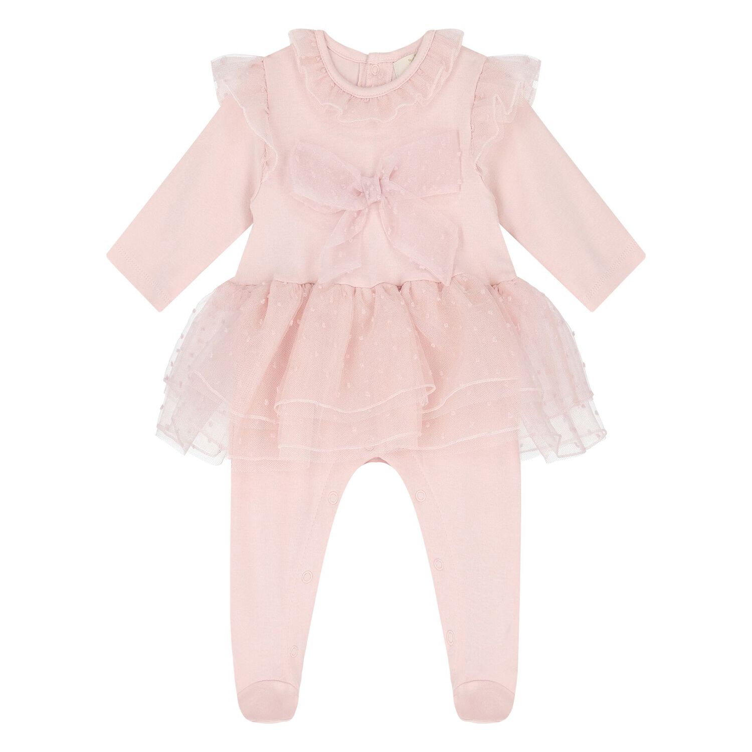 Baby Girls Pink Bow Babygrow Set, 1, hi-res image number null