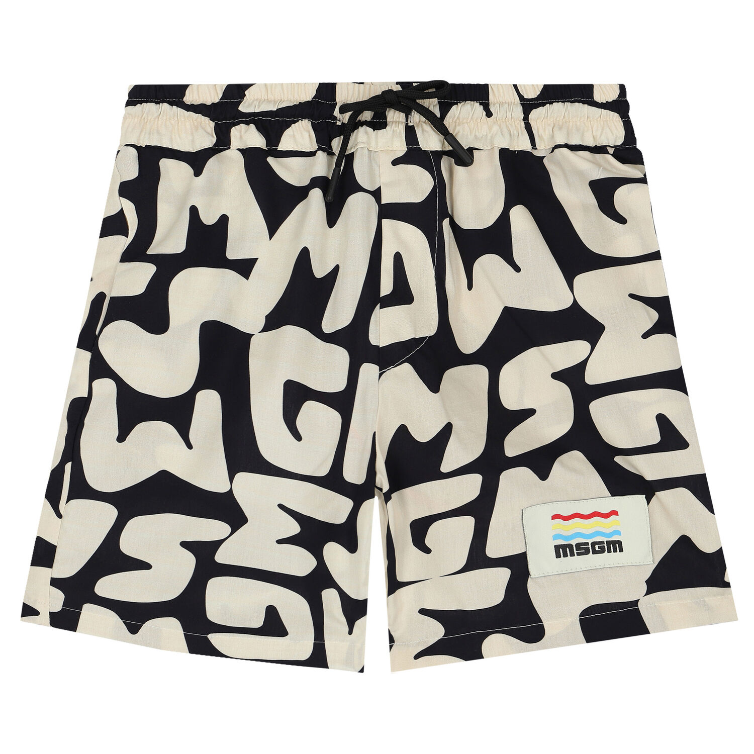 Boys Ivory & Black Logo Shorts, 1, hi-res image number null