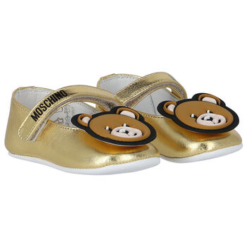 Baby Girls Gold Teddy Bear Pre Walker Shoes