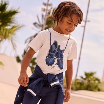 Boys Ivory Football Shoes T-Shirt
