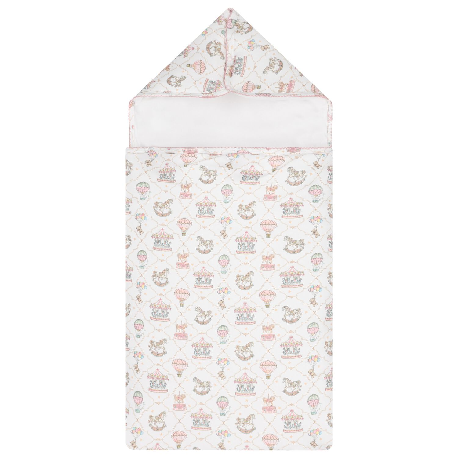 Baby Girls Pink & White Carousel & Hot Air Balloon Nest, 2, hi-res