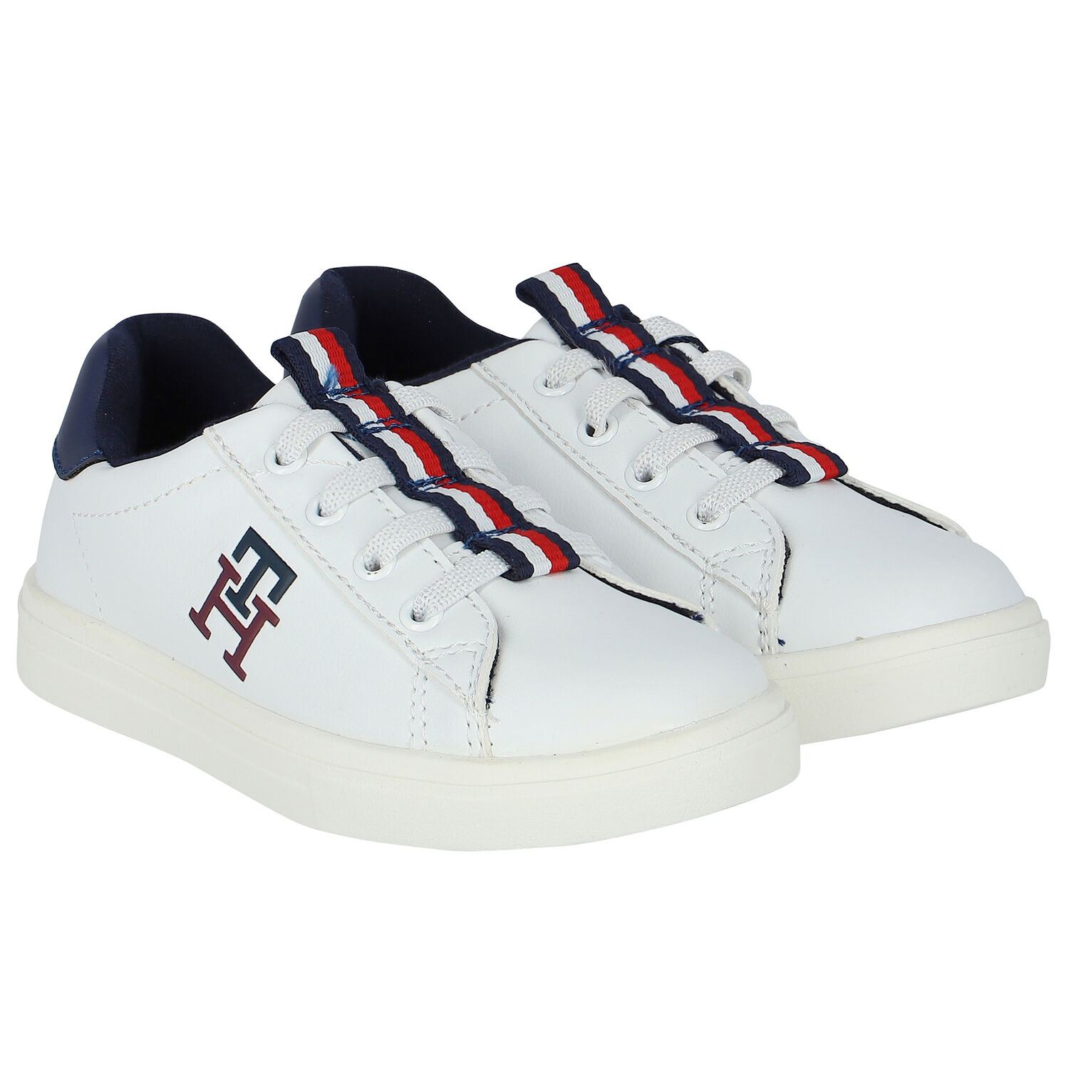 Boys White Logo Trainers, 1, hi-res