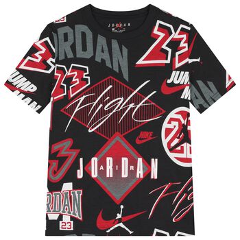 تيشيرت للأولاد بشعار بلاك جوردان باللون الأسود