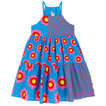 Girls Blue Floral Dress