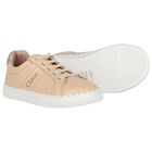 Girls Beige Logo Trainers, 1, hi-res