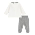Baby Girls Ivory and Grey 2 Piece Babygrow, 1, hi-res
