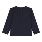 Baby Boys Navy Blue Teddy Bear Logo Long Sleeve Top, 4, hi-res
