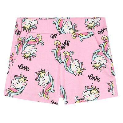 Girls Pink Unicorn Shorts