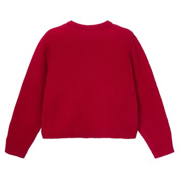 Girls Red Bow Knitted Cardigan
