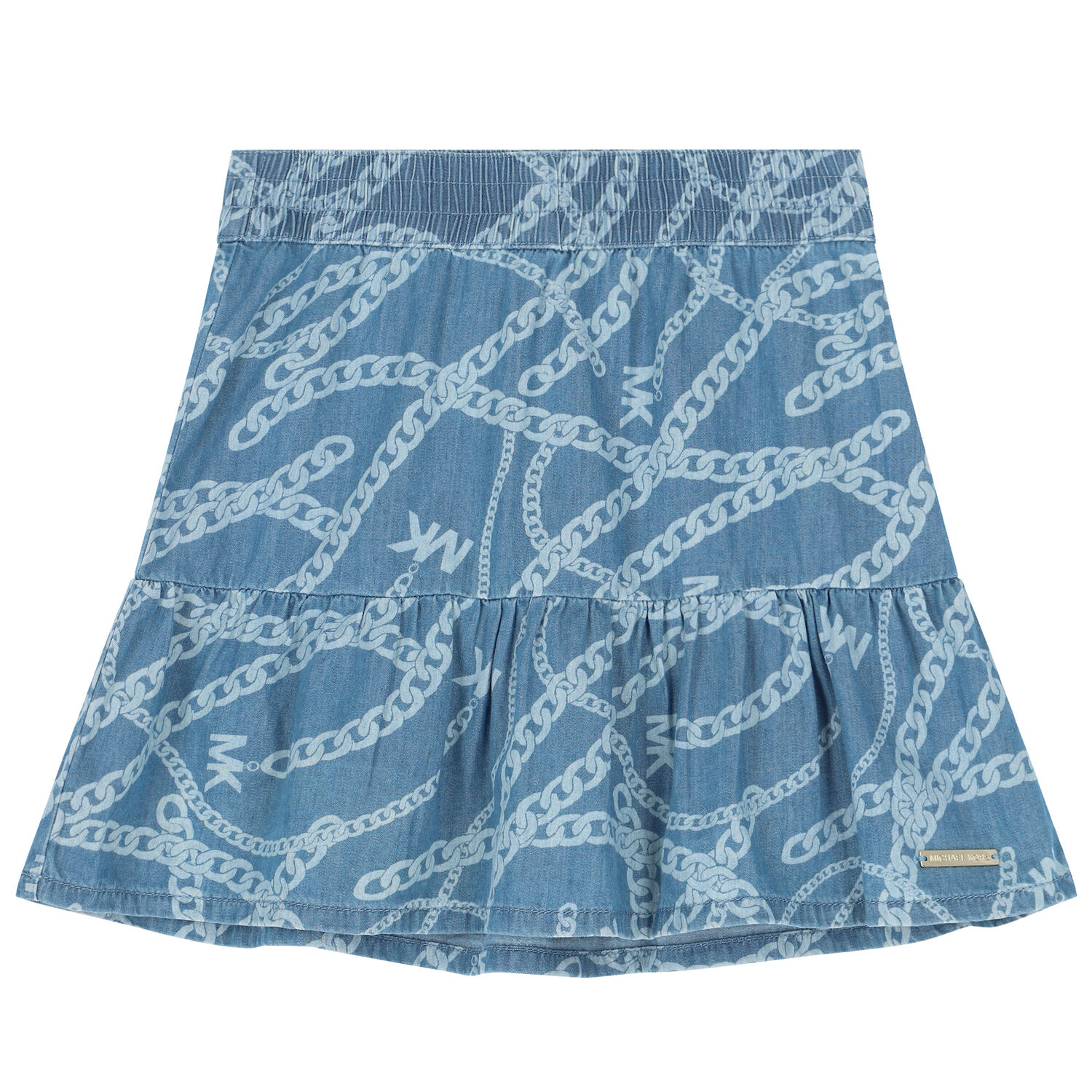Girls Blue Chambray Logo Skirt, 1, hi-res image number null