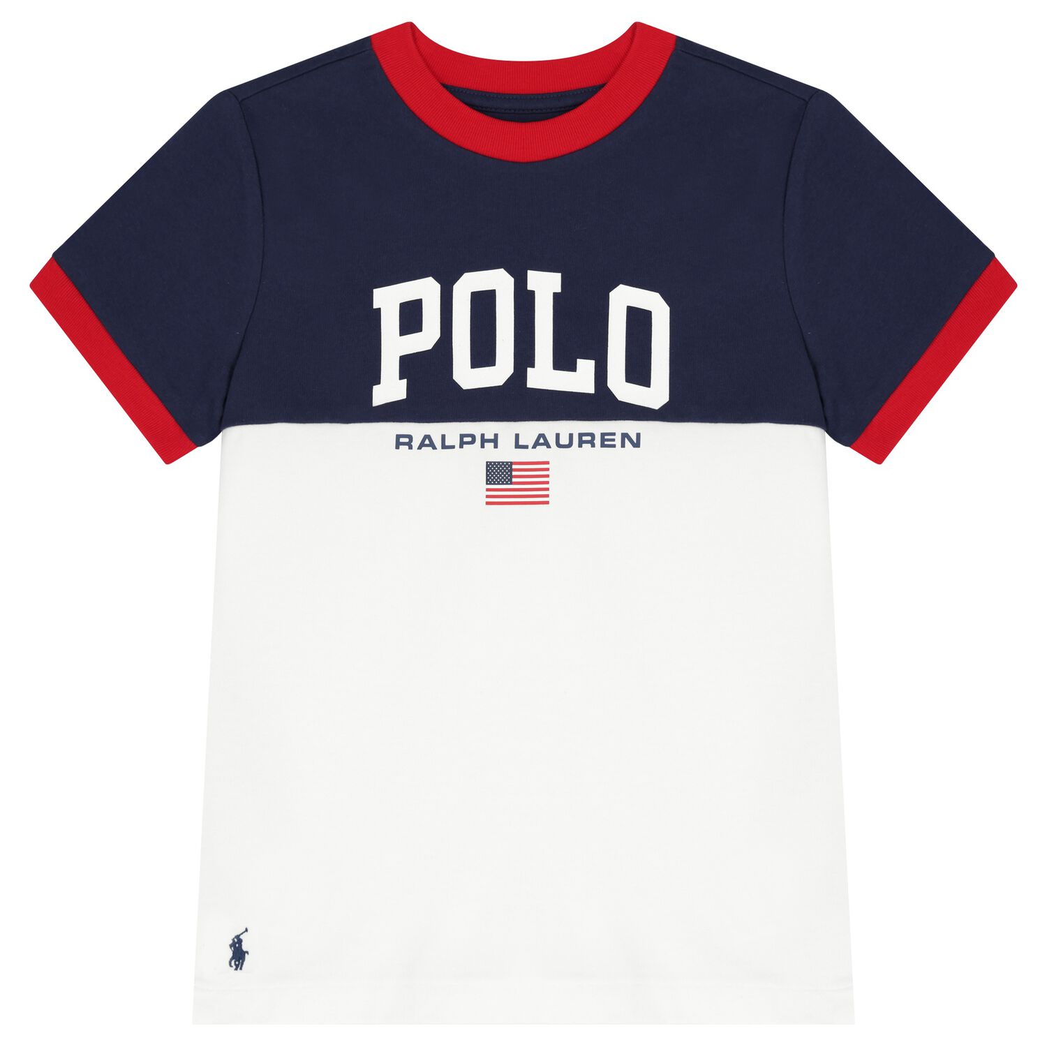 Boys Navy Blue & White Logo T-Shirt, 1, hi-res