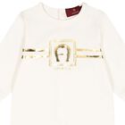 Ivory & Gold Logo Romper, 1, hi-res
