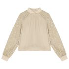 Girls Beige Embellished Trouser Set, 1, hi-res