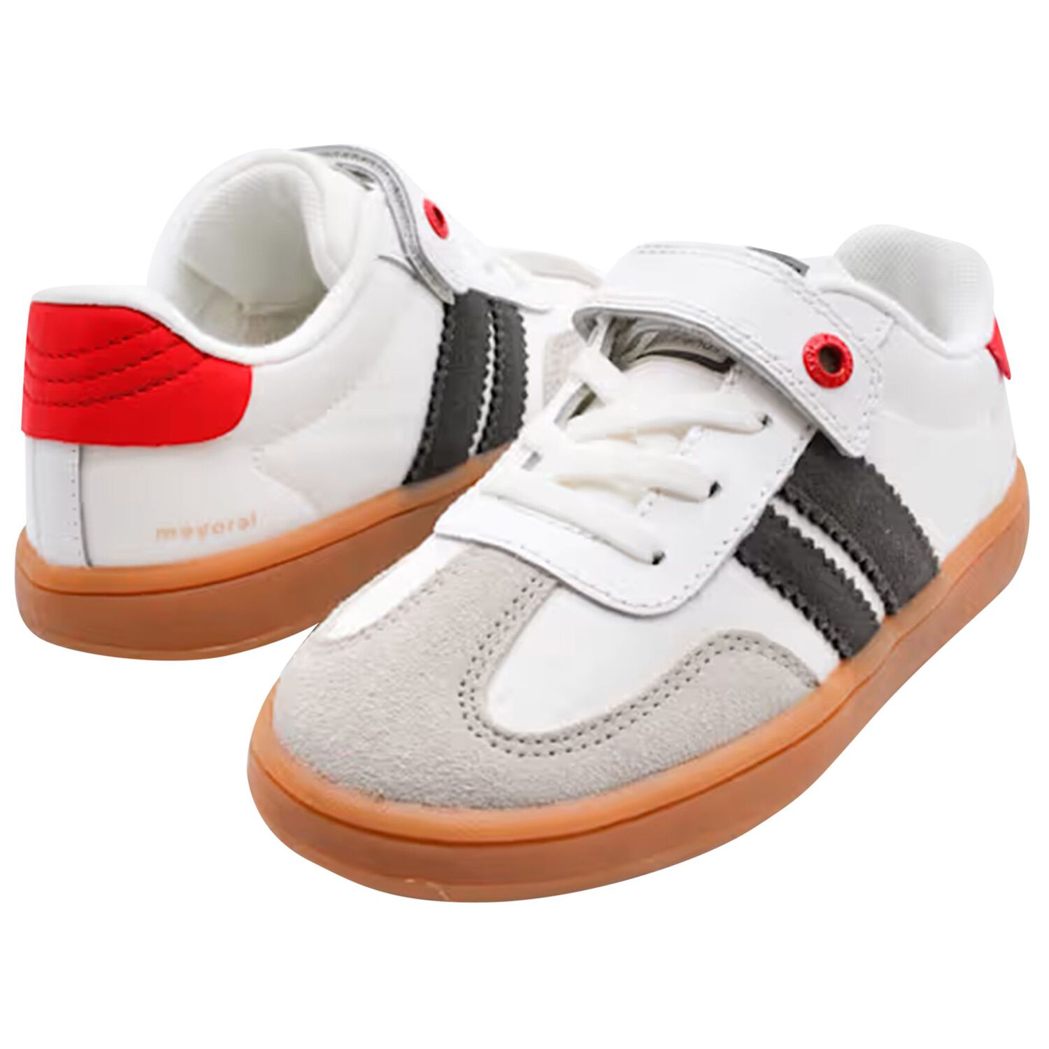 Boys Ivory & Red Trainers, 1, hi-res