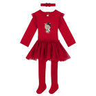Baby Girls Red Swan Dress Set, 2, hi-res