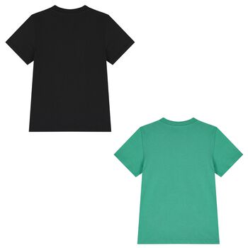 Boys Green & Black Cotton T-Shirts ( 2-Pack )