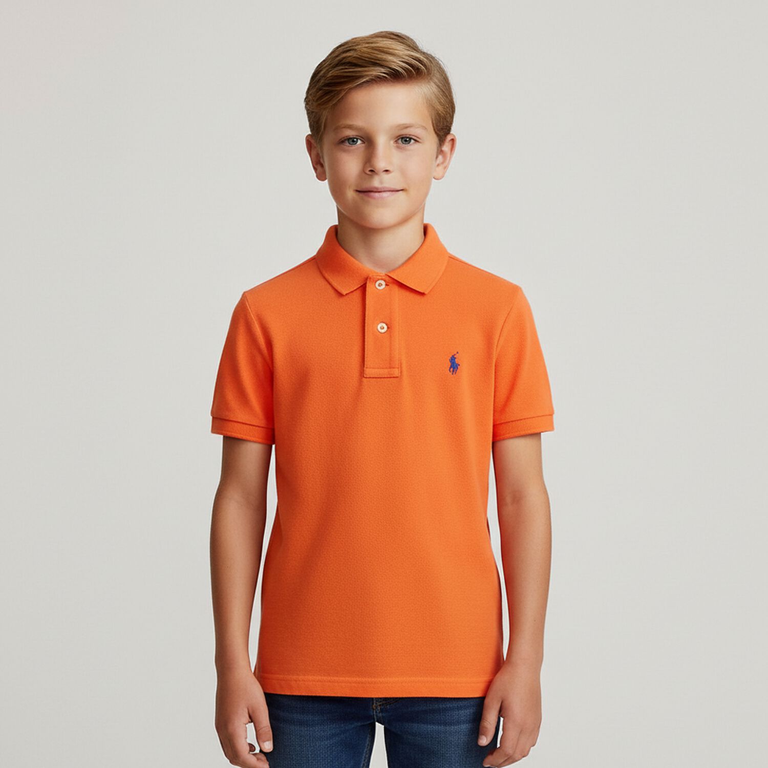 Boys Orange Logo Polo Shirt, 11, hi-res image number null