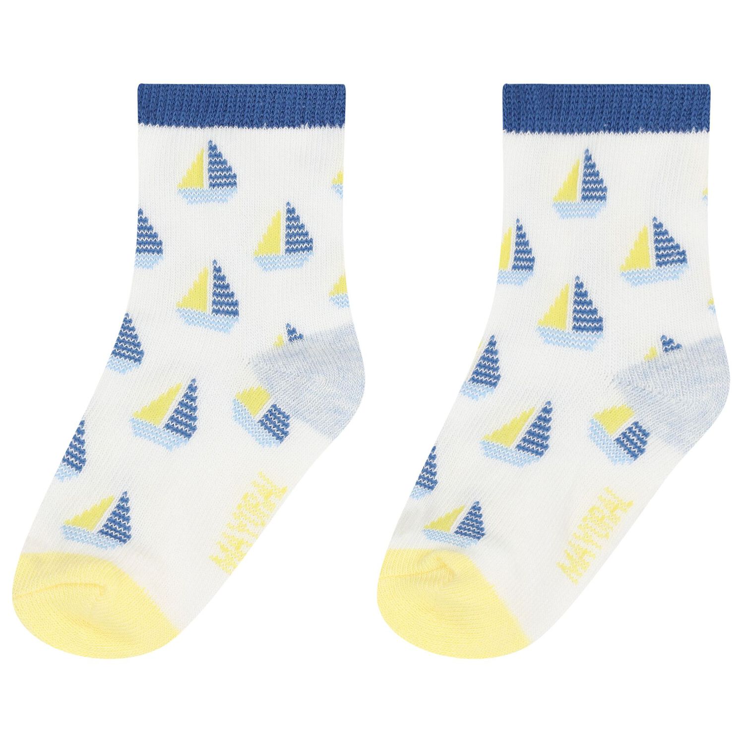 Baby Boys Ivory & Blue Boat Print Socks ( 3-Pack ), 3, hi-res image number null