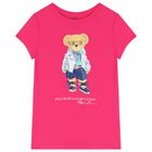 Girls Pink Polo Bear T-Shirt, 1, hi-res