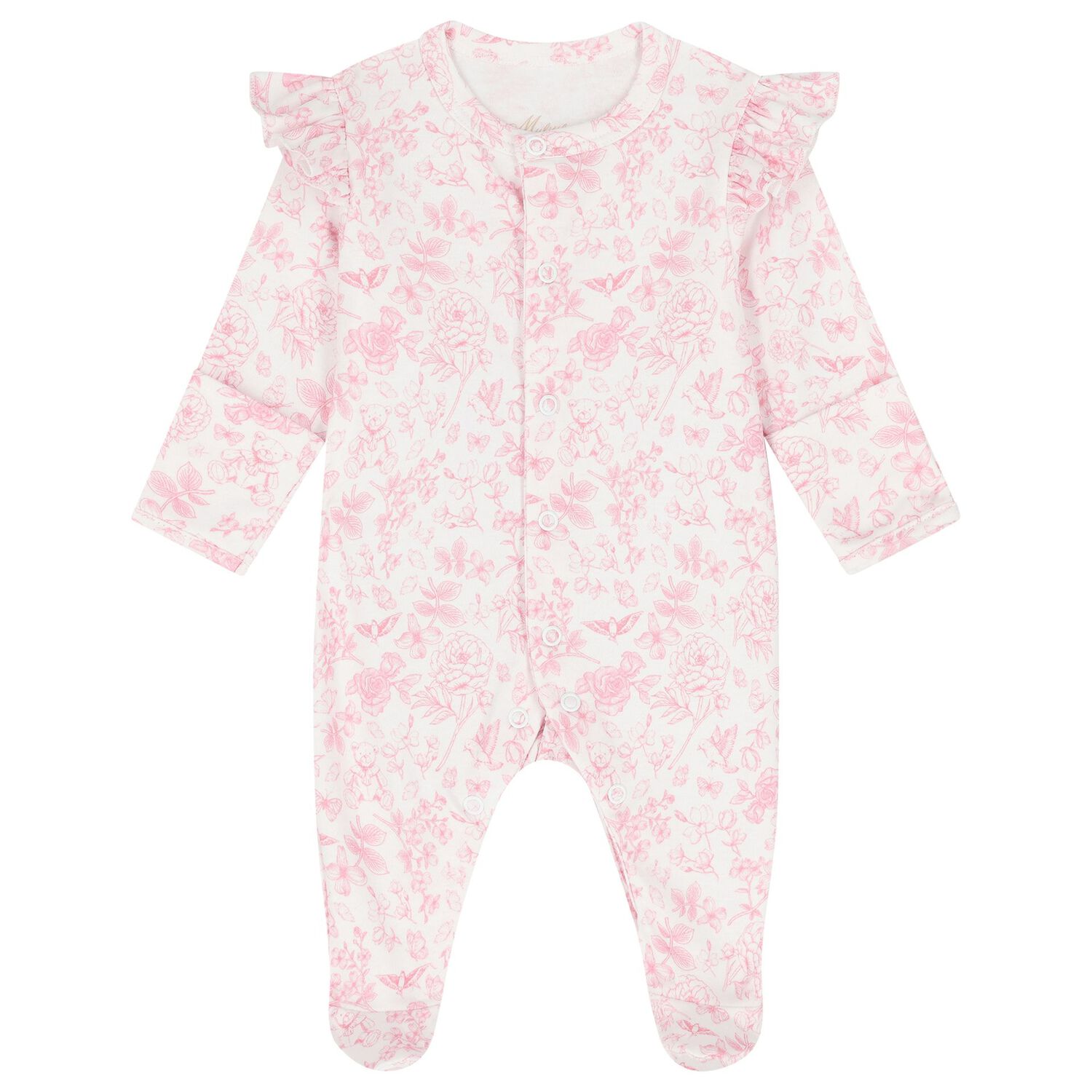Baby Girls White & Pink Floral Babygrow Gift Set, 1, hi-res