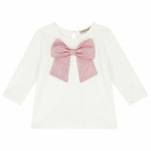 Girls Ivory & Pink Bow Top