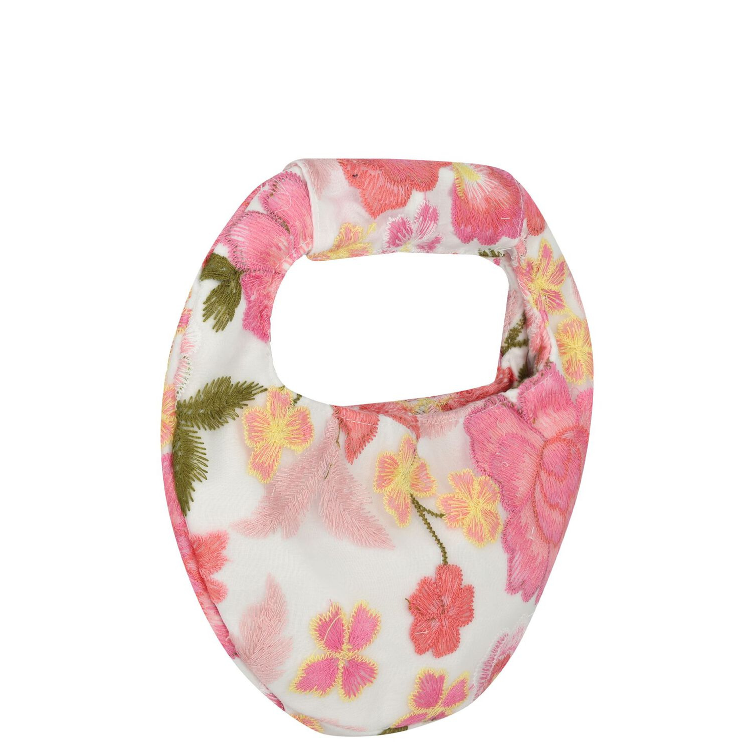 Girls White & Pink Embroidered Floral Handbag, 1, hi-res