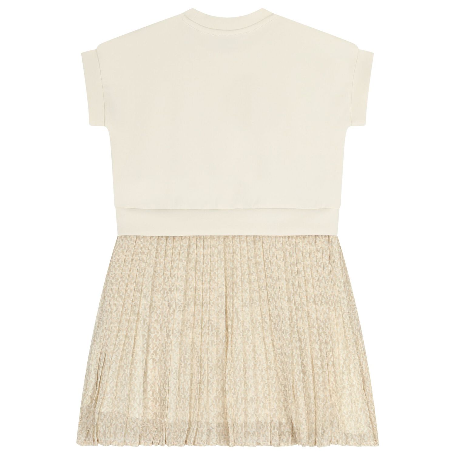 Girls Beige Logo Pleated Dress, 1, hi-res