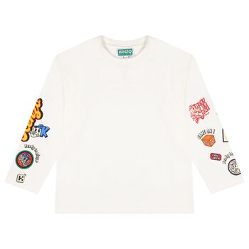 Boys Ivory Logo Long Sleeve Top