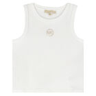 Girls White Logo Sleeveless Top, 1, hi-res