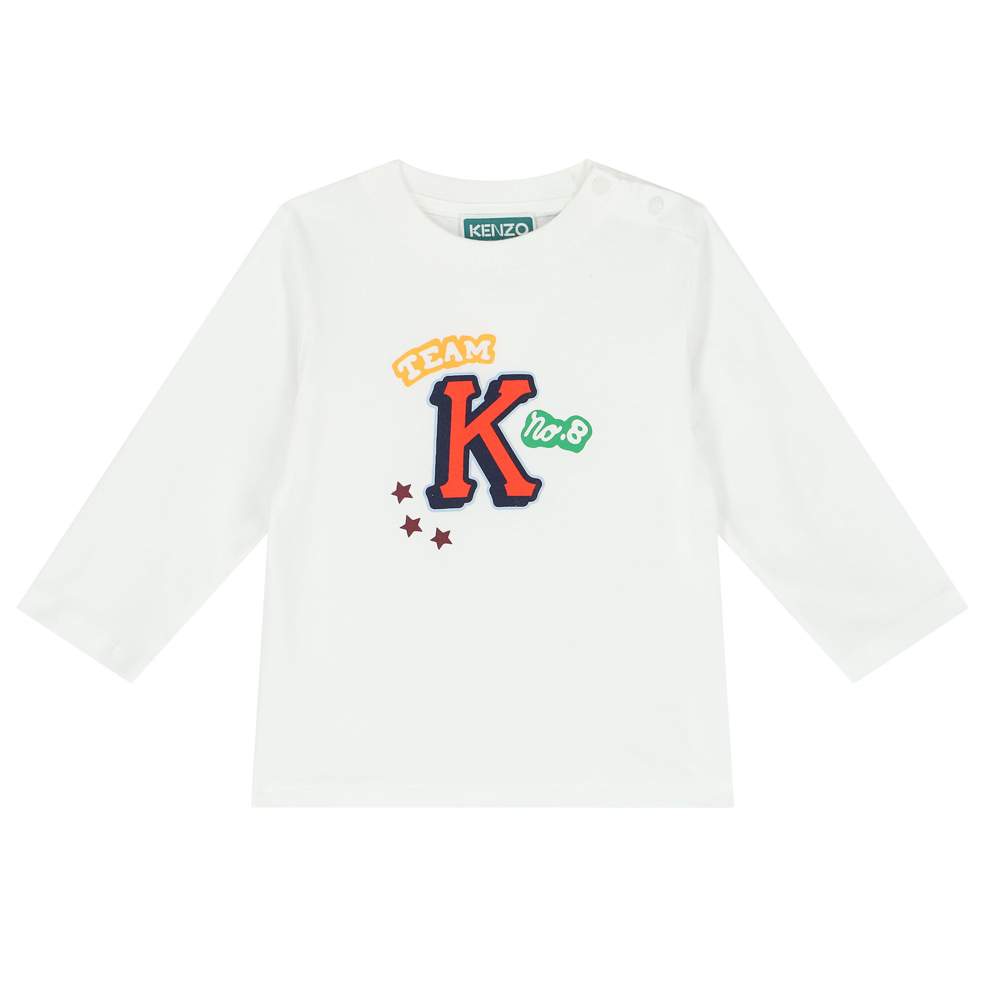 KENZO KIDS Younger Boys White Varsity Logo Long Sleeve Top