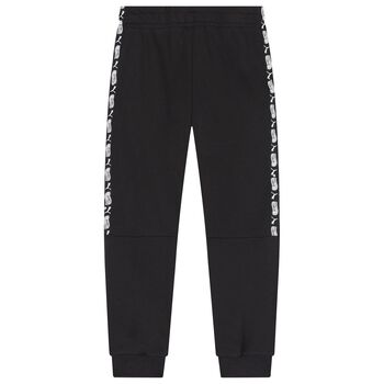 Boys Black Hot Wheels logo Joggers