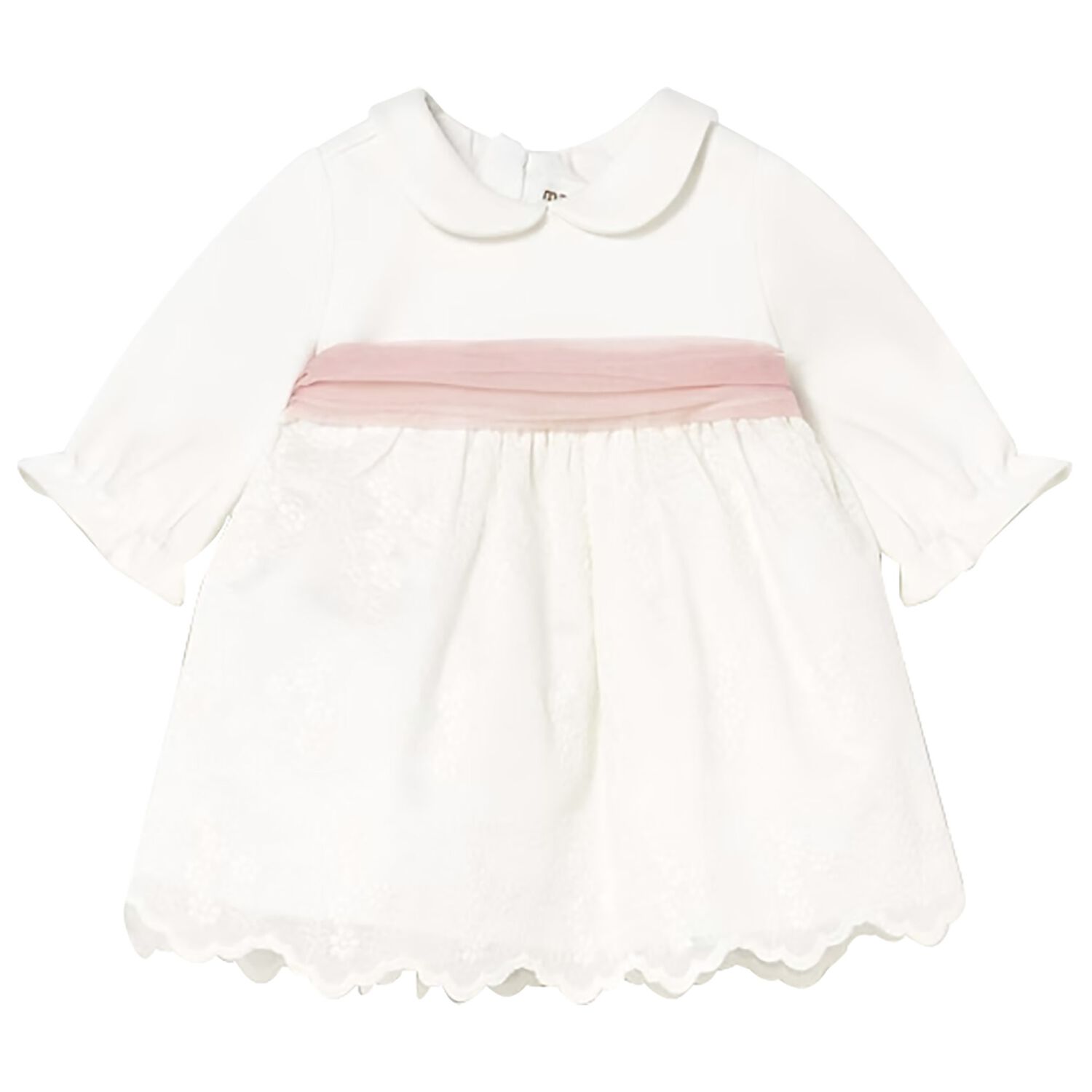 فستان بنات مزين بالزهور باللون الابيض والوردى , 1, hi-res image number null