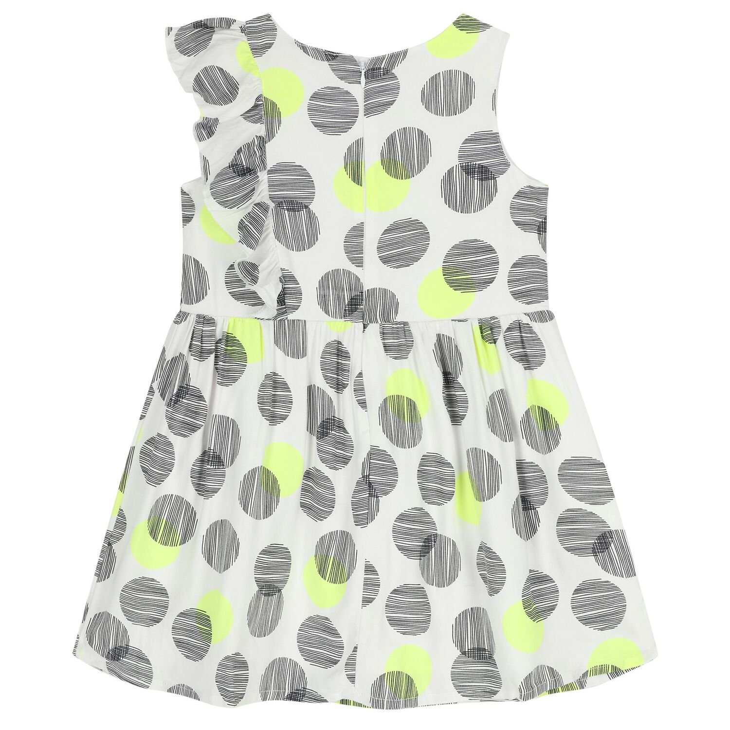 Girls White Polka Dots Dress, 1, hi-res