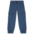 Boys Blue Logo Joggers, 1, hi-res