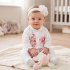 Baby Girls White Floral Babygrow, 1, hi-res