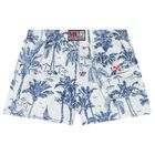 Boys White & Blue Jungle Swim Shorts, 1, hi-res