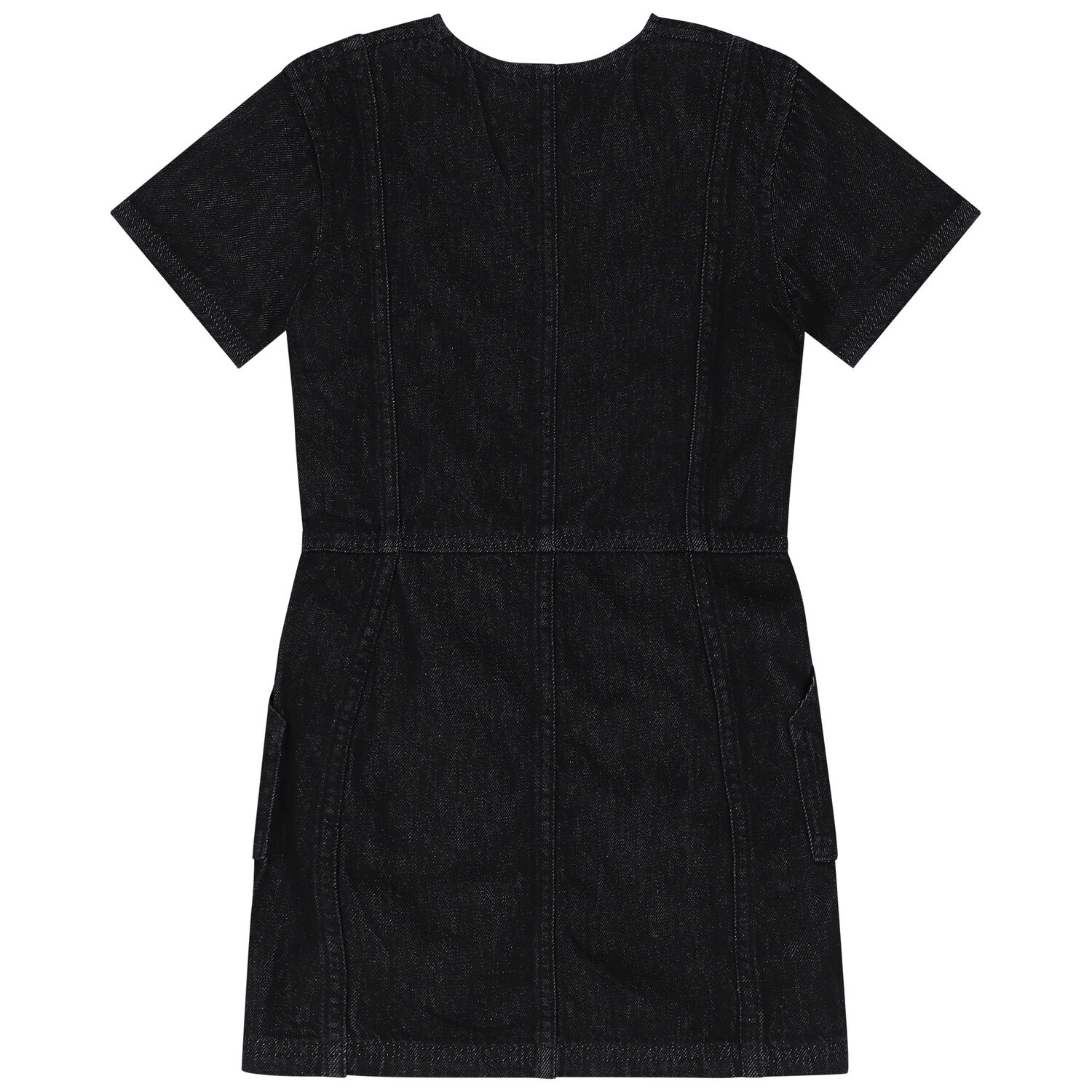 Girls Black Logo Denim Dress, 1, hi-res